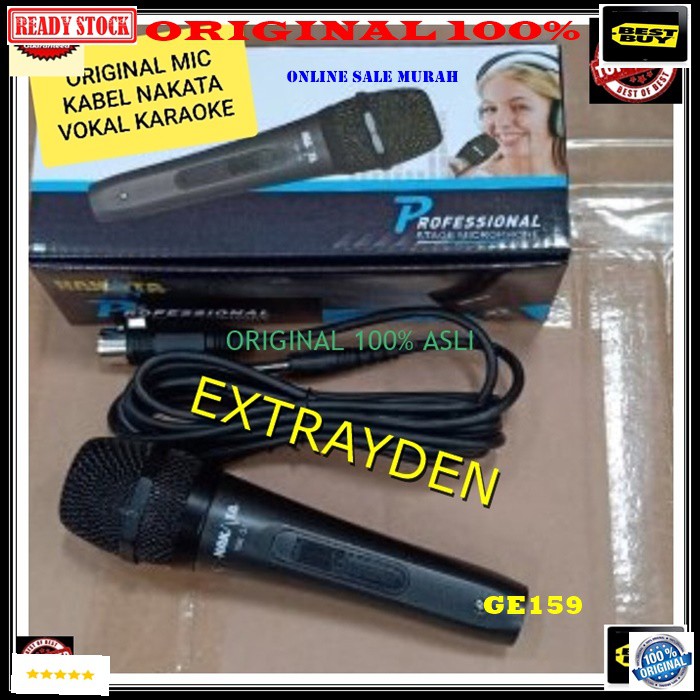 G159 Original 100% nakata Mic kabel Microphone cable mik karaoke mikrophone vocal vokal audio sound system pengeras suara pro profesional dynamic ktv live musik asli music  Bisa ke SEGALA ALAT AUDIO  TIDAK MENGGUNAKAN BATERAI HEMAT ENERGI  GARANSI UANG KE