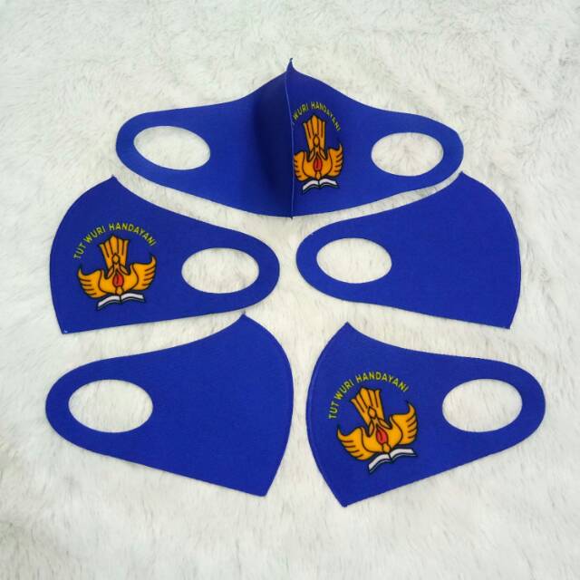 Masker Bahan Scuba Logo SMP Masker Non Medis Logo  Warna Biru SMP