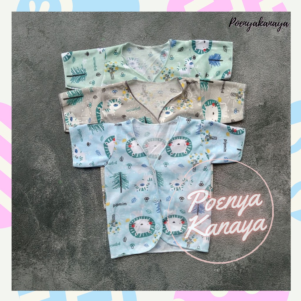 BB41 Baju Bayi Tangan Pendek Motif Warna SNI PIPMIM Newborn 0-3 Bulan-1