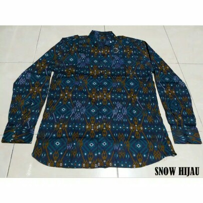 Kemeja Batik Pria Lengan Panjang Motif  Songket Green Snow Hijau Slimfit Stretch Batik Modern