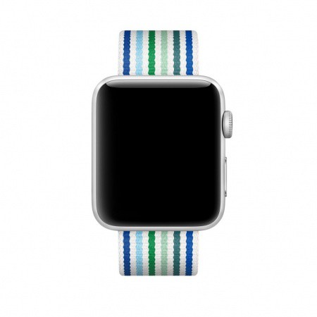 Tali Jam Apple Watch Woven Nylon Strap Band 42mm 44mm Series 1 2 3 4 5 - Blue Strip