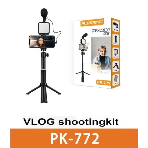 Vlogging Kit 5 in 1 With Tripod Lightning Mic Remote PK-772