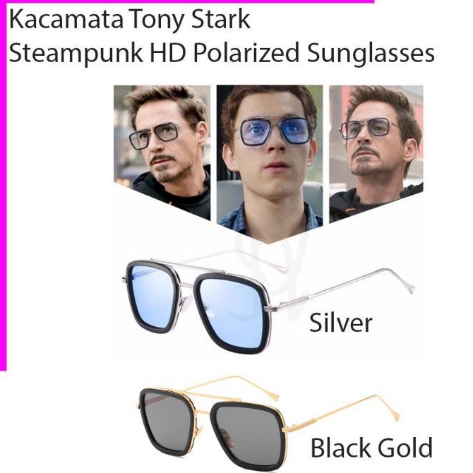 Kacamata EDITH Tony Stark Steampunk Anti UV RBVTURAS 66218 Kaca mata Photocromic Tony Bluecromic Pria Wanita Fashion Kacamata / sunglass cowok cewek Dita