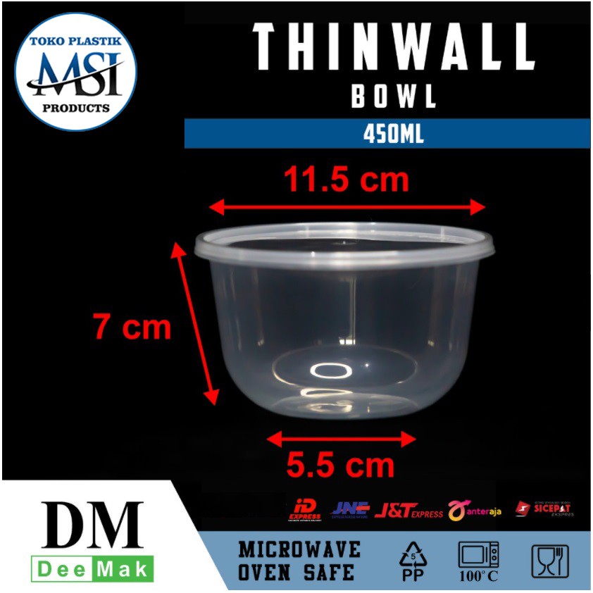 Thinwall RB 200ml-300ml-400ml-450ml-500ml |Thinwall Mangkuk Round Bowl 200ml-300ml-400ml-450ml-500ml | Repack isi 10 Pcs |