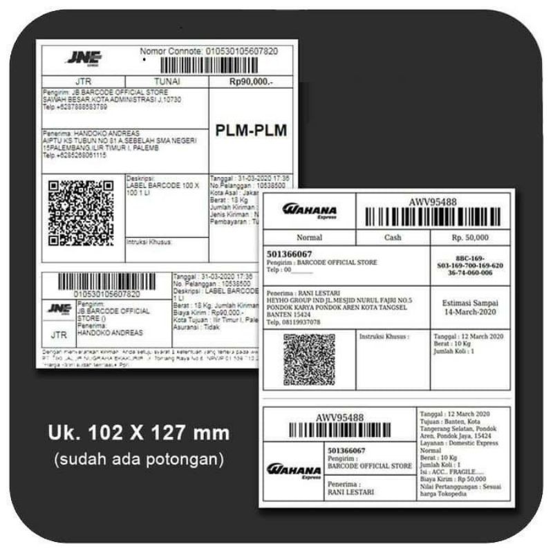 LABEL STICKER BARCODE 102X127mm ( 1 LINE ) THERMAL 250Pcs termurah