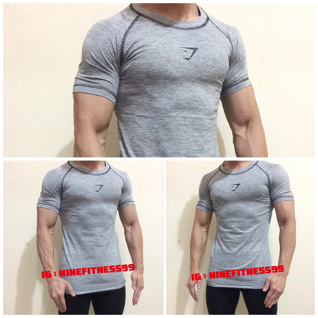 Baju gym fitness Gymshark Gray Misty J1