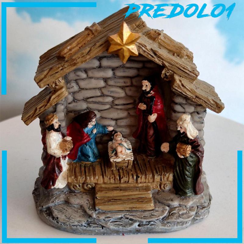 [PREDOLO1] Nativity Figurine Christ Easter Nativity Scene Set Religious Ornament Crafts