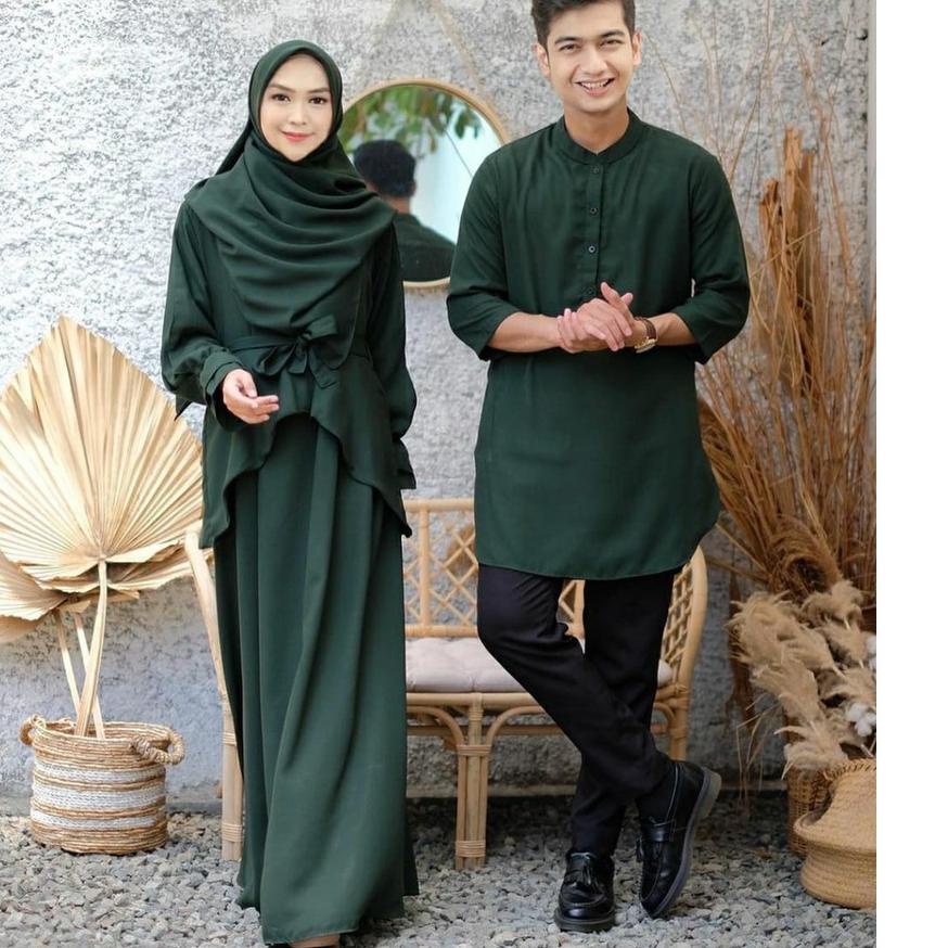 - Ria Ricis Ryan TR Couple Baju Pasangan Gamis Syari + Sirwal Muslim Polos Pesta Kondangan Premium "BJ.15Jl22e"