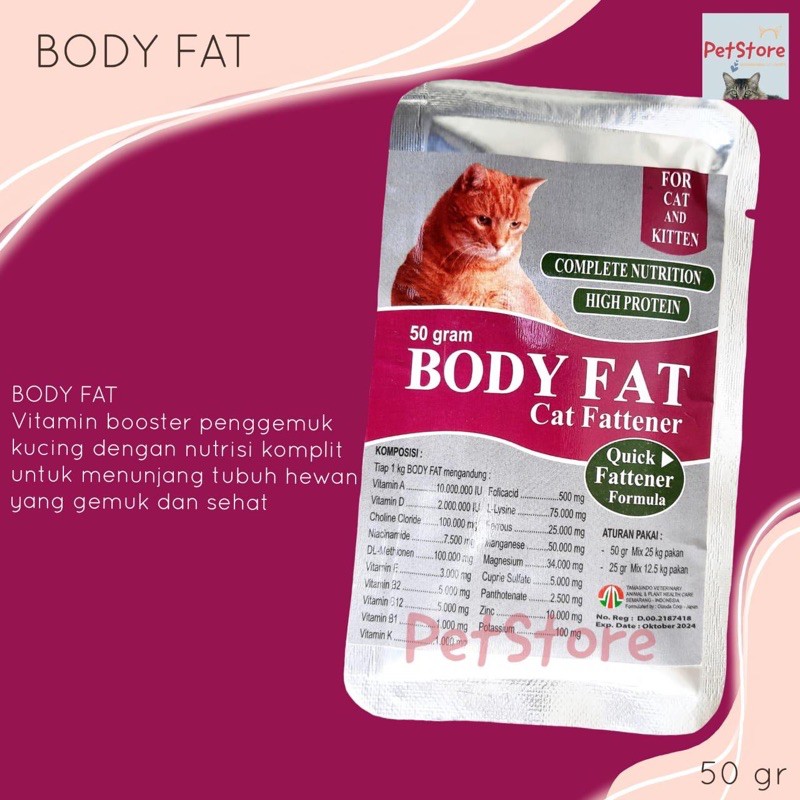 BODY FAT Vitamin / Suplemen Penggemuk Kucing