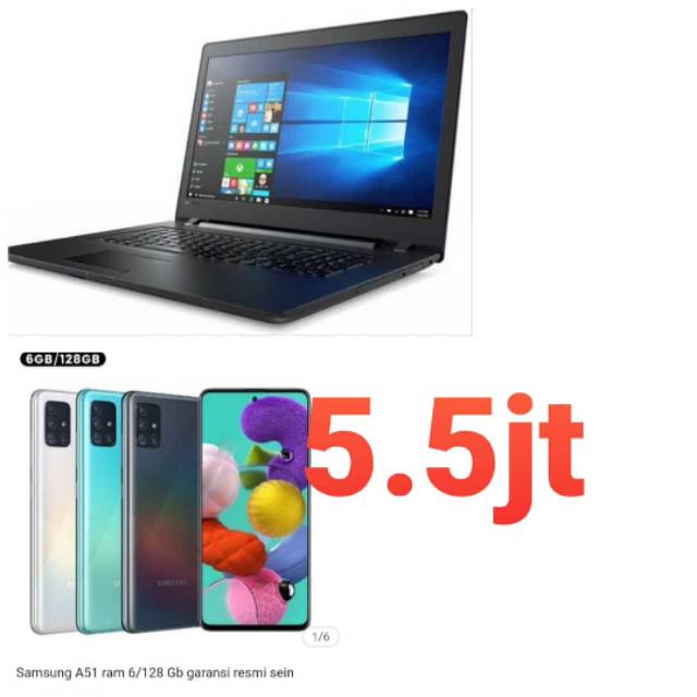 Paket HP Samsung A51 RAM 6/128 GB dan Laptop Lanovo 330 ip AmD A4