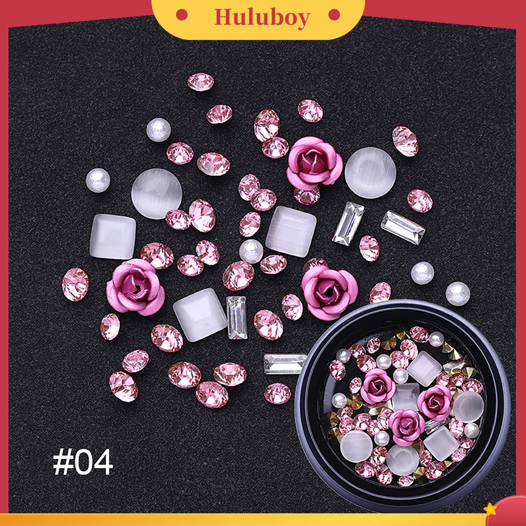Huluboy Huluboy♡ Patch Sequin Glitter Berlian Imitasi Hollow Campur Untuk Dekorasi Manicurenail Art DIY