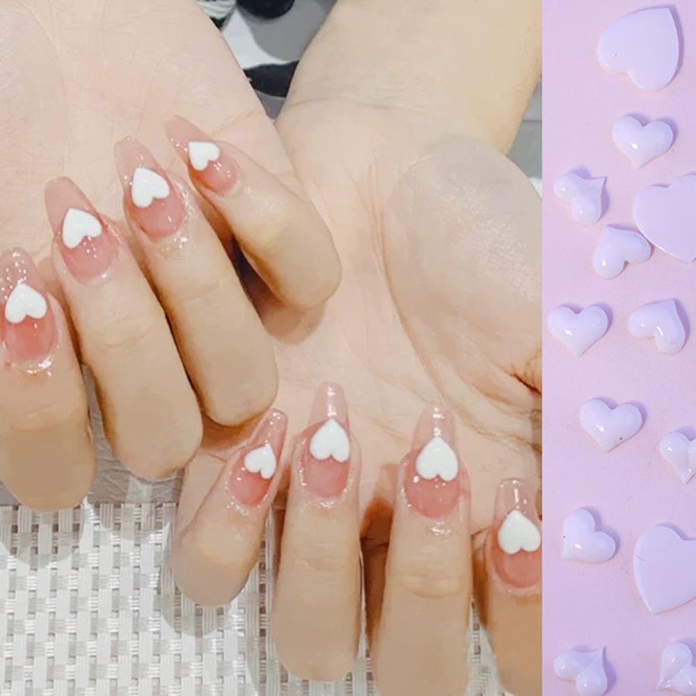 AUGUSTINA Agustina Cinta Perhiasan Nail Art Mutiara Putih Fashion Bola Baja DIY Hiasan Kuku