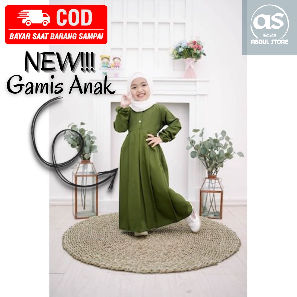 Gamis Muslimah Anak Perempuan Baju Modern Bahan Adem dan Lembut Warna Hijau Army Umur 1 - 4 Tahun Sy