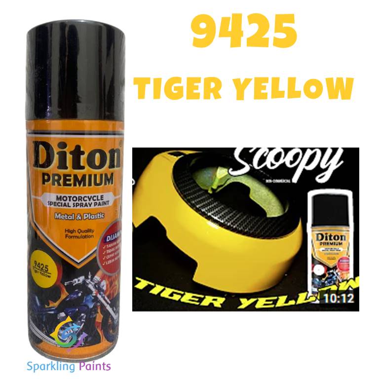 Pilox Diton Premium TIGER YELLOW 9425 400ml Warna Kuning Cerah Solid Lemon Yelow Sepeda Motor Mobil