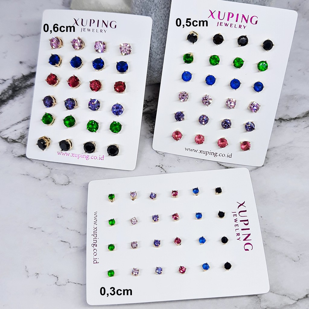 Anting Premium Solitaire Tusuk Emas Gold 5mm Batu Berlian Imitasi Xuping Asli - BE210