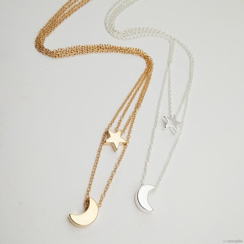 Star Moon Pendant Clavicle Chain Korean Gold Silver Water Wave Chain Necklace