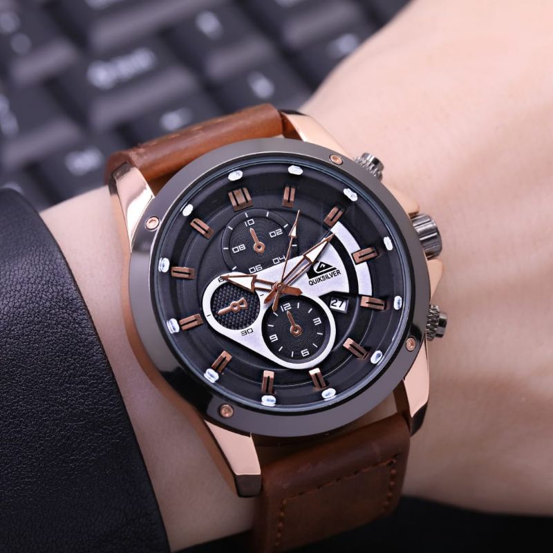 Best Price! Jam Tangan QS Kulit Tanggal Aktif Pria