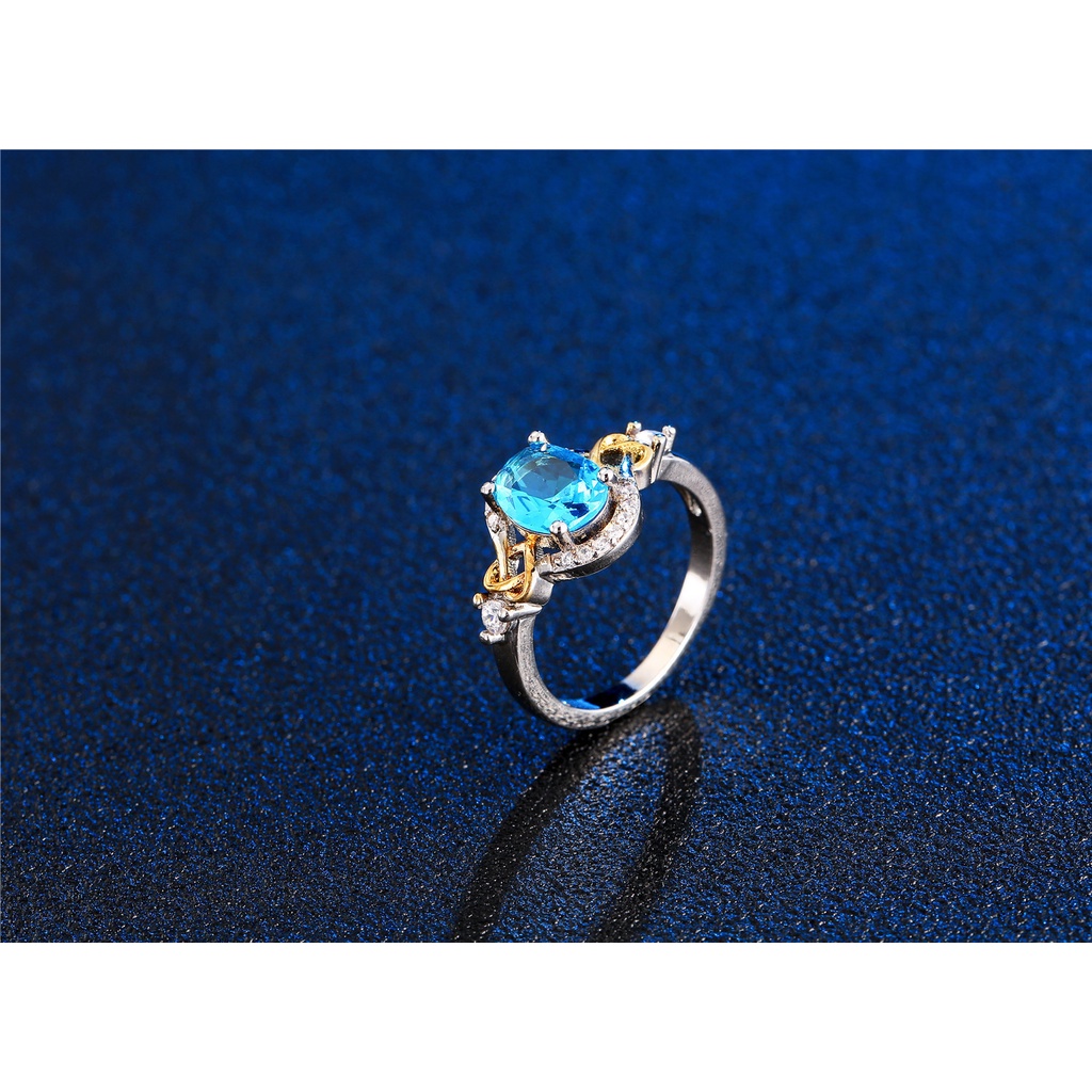 Cincin electroplating Hias zircon Dua Warna Gaya Eropa Amerika Untuk Wanita