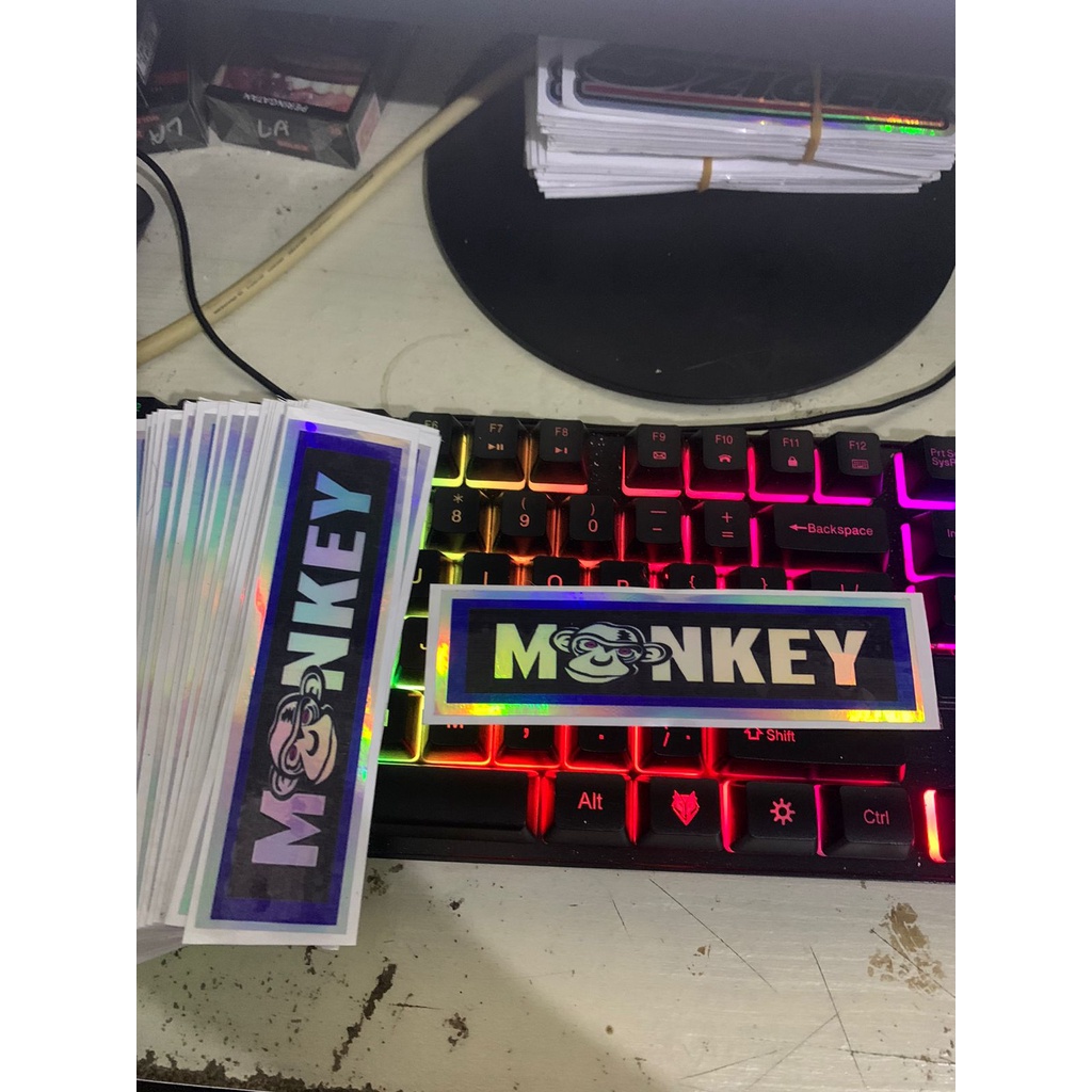 stiker mongkey hologram princut cutting UV