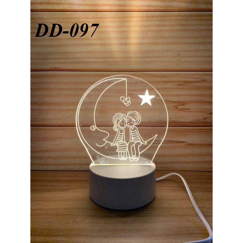 Lampu Tidur DD 097 Lampu Hias 3D Transparan Akrilik 3 Warna Tema Kartun DD 097