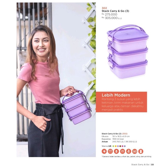 Sale Stack Carry & go (3) Rantang 3 susun TULIPWARE.