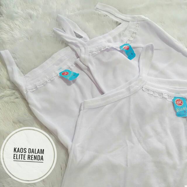 12pcs KAOS DALAM SINGLET ELITE RENDA PUTIH MURAH HALUS