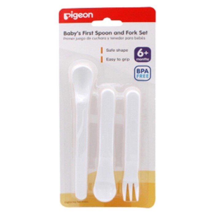 PIGEON Baby First SPOON &amp; FORK SET - Sendok &amp; Garpu Makan Bayi 3 pcs - SNI