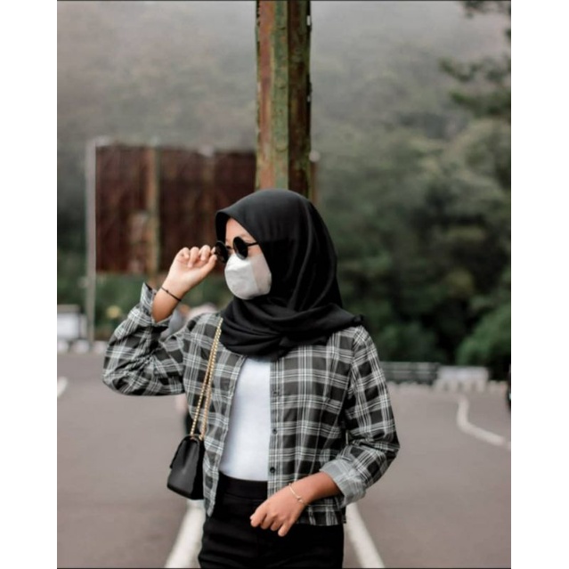 KEMEJA TARTA CROP WANITA / KEMEJA KOTAK CROP  WANITA