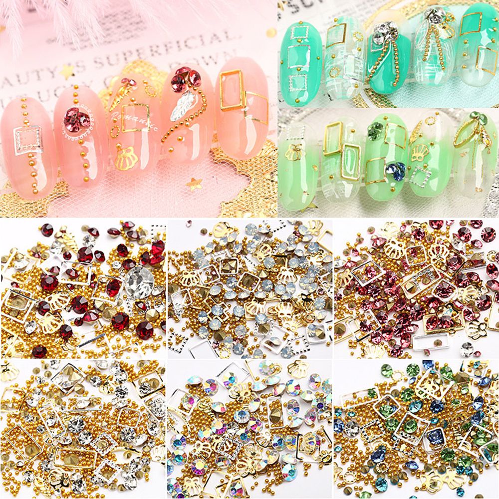 Mxbeauty Stiker Sequin Glitter Berlian Imitasi 3d Bentuk Kotak Holografik Multi Warna Dekorasi Nail Art Diy