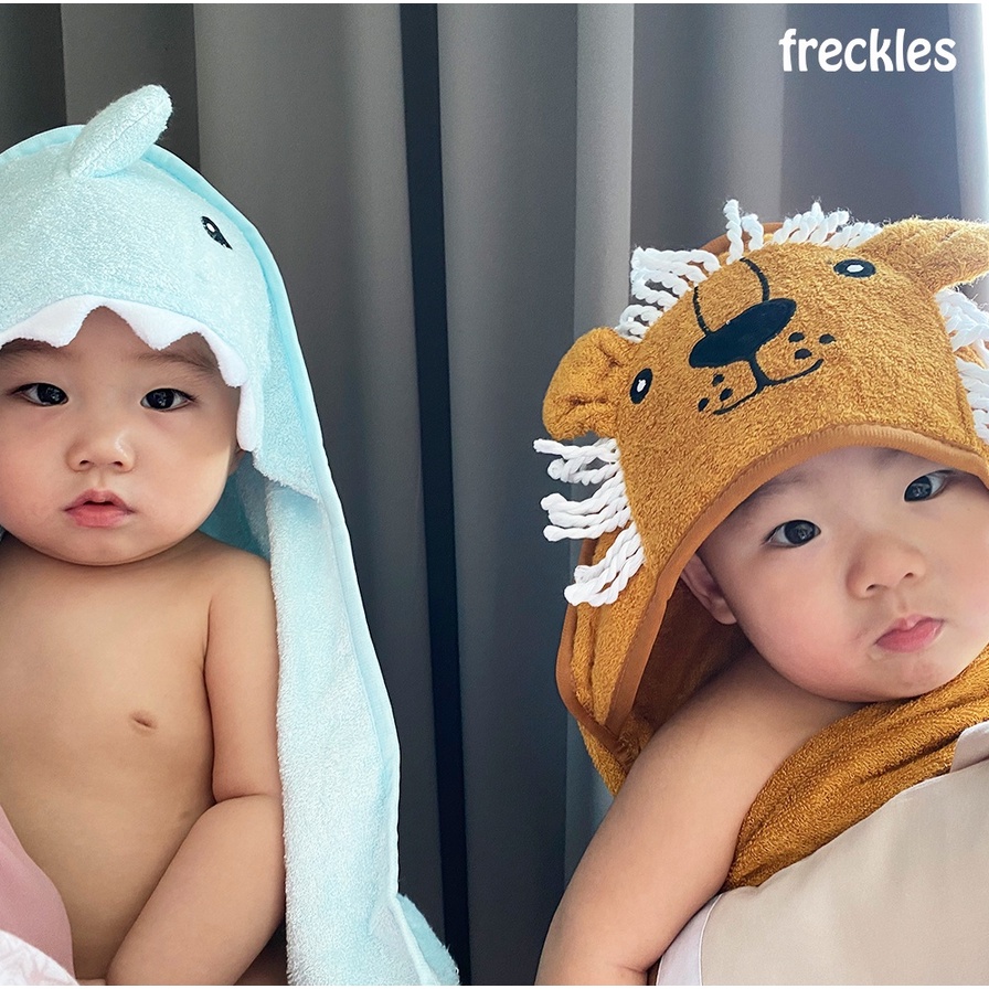 Freckles Hooded Towel - Handuk Mandi Anak Topi Hoodie - Lembut Mink Hangat Soft Kartun Karakter