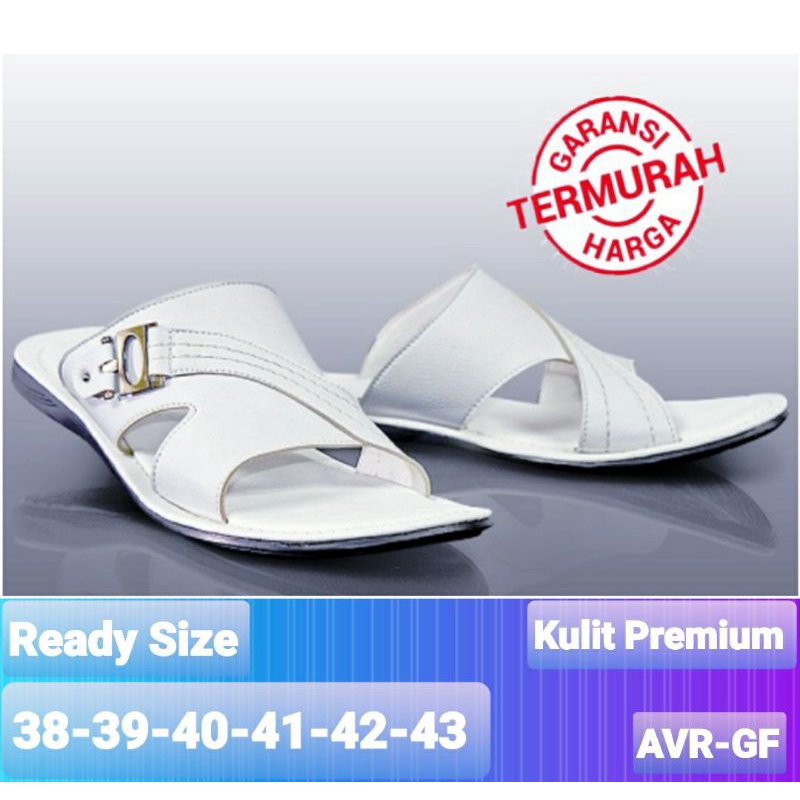 Sandal pria Kulit Putih Synth Sandal Slide trendy Sandal Distro Murah Sandal Flat Kasual Pria MZIO