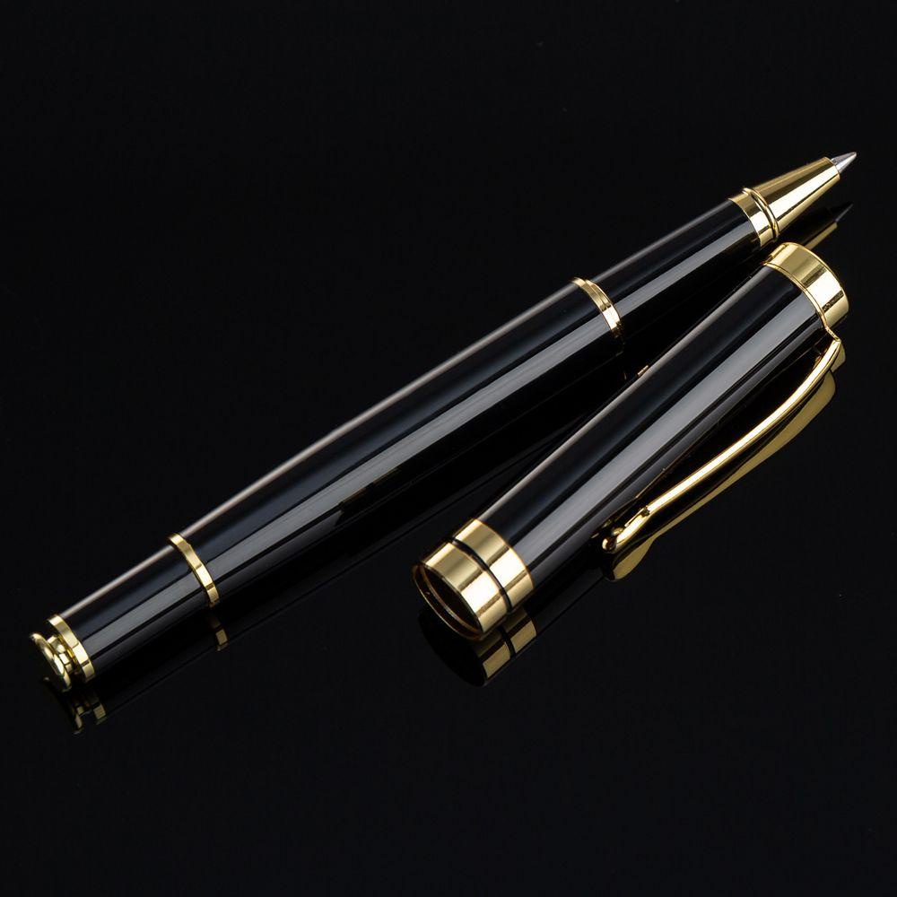 NICKOLAS1 Roller Ballpoint Pen Mengenang Hadiah Deluxe Golden Clip Stainless Steel Tinta Hitam Alat Tulis Siswa Roller Ball Pen