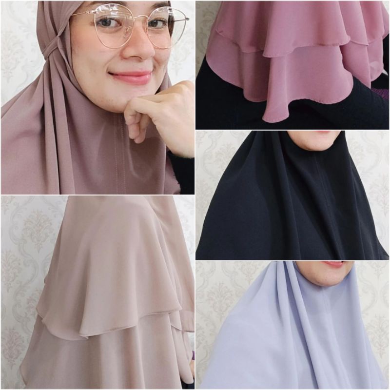 JILBAB BERGO INSTAN CERUTY PREMIUM 2 LAYER JUMBO