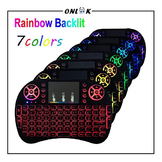 Mini Keyboard Wireless i8 2.4G 7 Color Backlight Handeld Keyboard For PC Android Smart TV BOX-ONLOOK