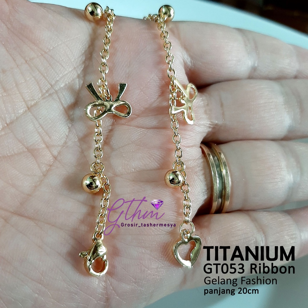 Gelang Tangan Wanita Titanium Ribbon Perhiasan Fashion Import Anti Karat Anti Luntur model simple GT053 gthm