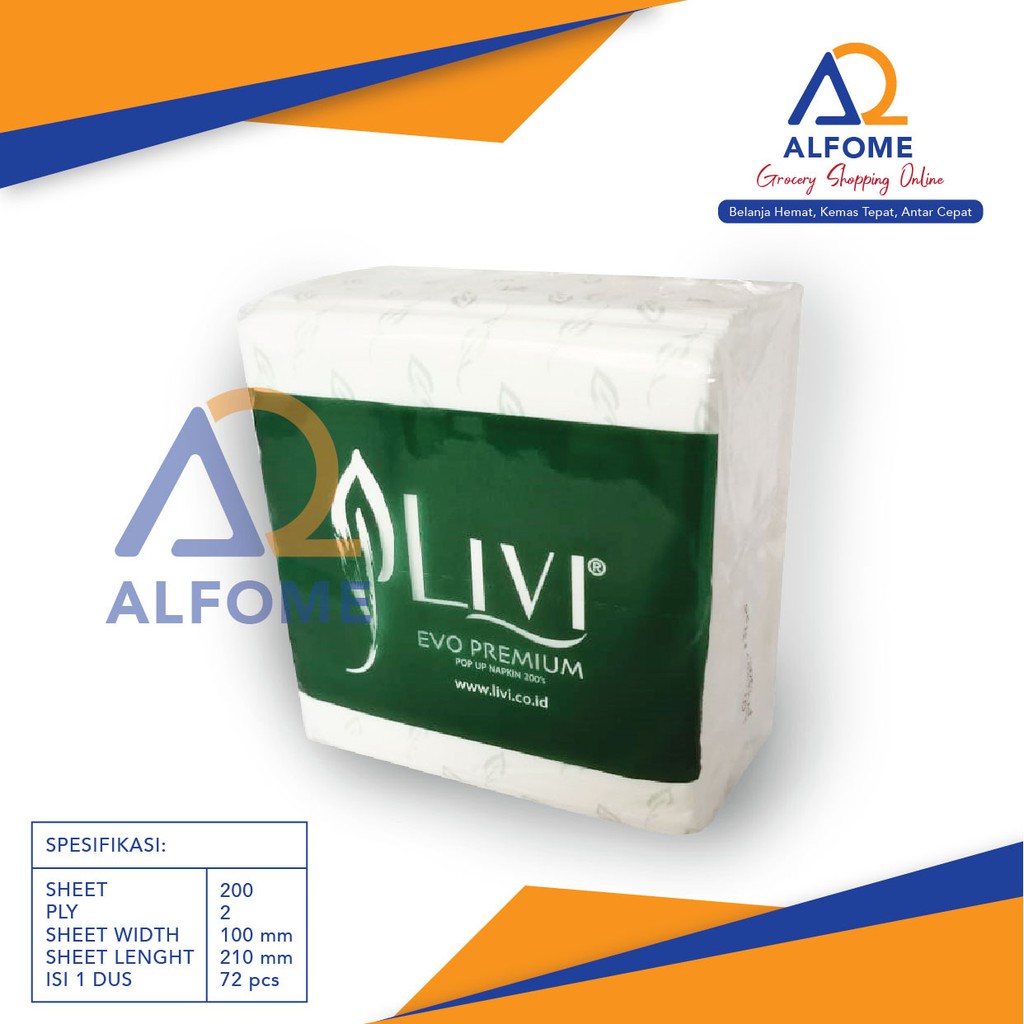 Tissue Livi Evo Premium Pop Up Napkin 200s/ Tissue Meja Murah Meriah