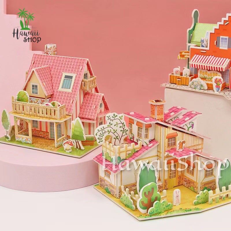 Puzzle 3D DIY bahan foam &amp; paper HOUSE VILLA mainan puzzle edukasi anak (kado,pajangan,dekorasi)