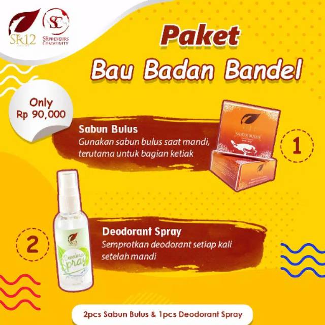 

TERAMPUHH.!! PAKET TUMPAS BAU BADAN SR12 BPOM / MENGHILANGKAN BAU KERINGAT /