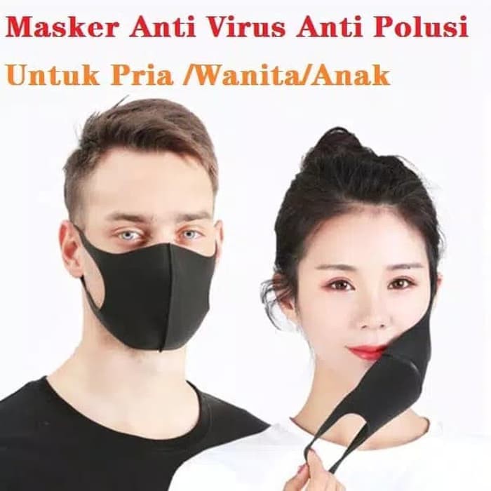 MASKER HITAM TEBEL - MASKER WAJAH BAHAN KAIN SCUBA TEBEL - MASKER KAIN SCUBA