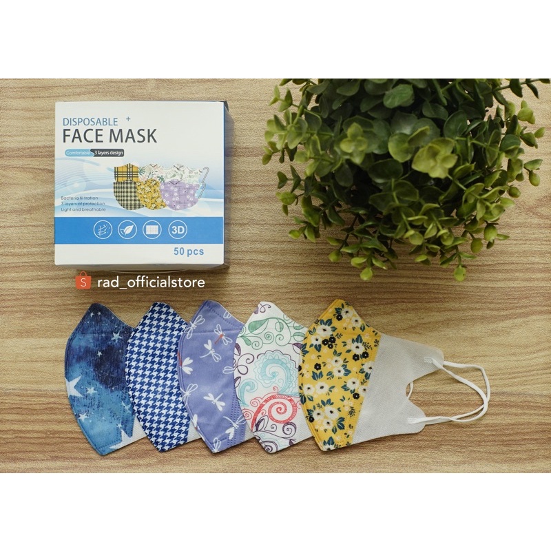 Masker duckbill Oname motif mix dewasa isi 50 pcs (NO BOX) - duckbill motif