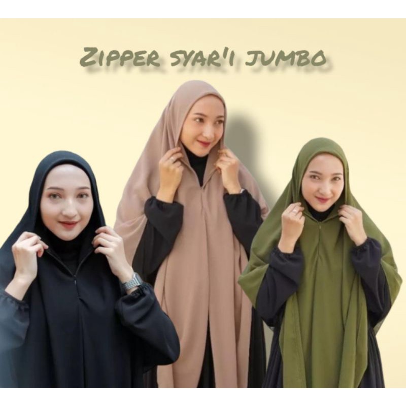 Khimar segitiga instan jumbo seleting/Khimar Zipper syar'i