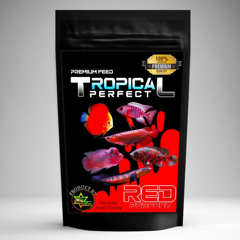 Tropical perfect red pelet ikan red pigment 100 gram