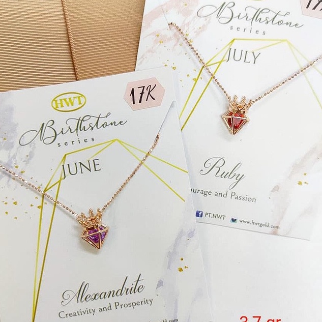 Kalung gelang tangan rantai anak dan dewasa emas asli 700 70% 16k HWT 3 gram gr g bulan lahir diamond batu warna rosegold merica birthstone