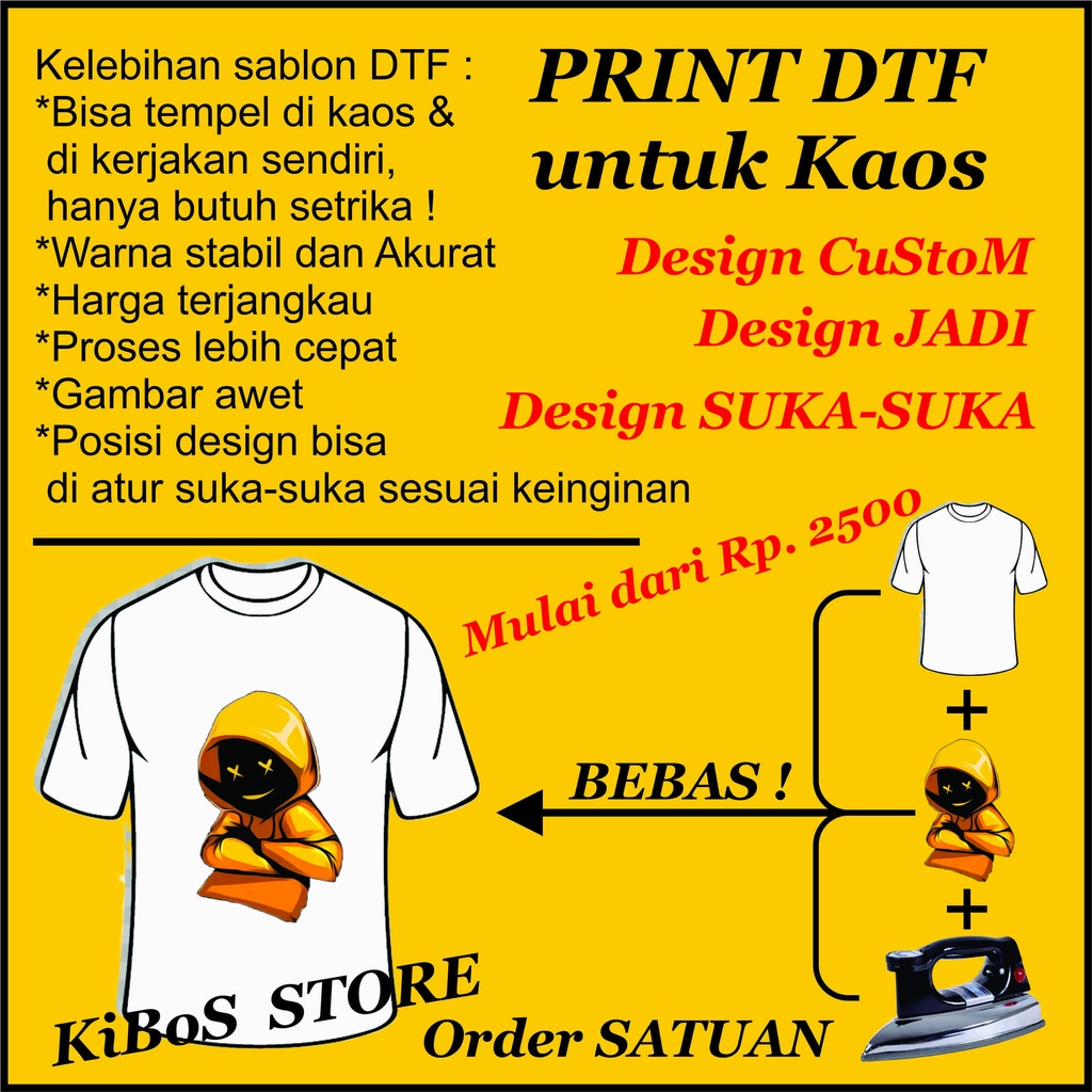 Design sablon DTF custom gambar keren Skull kaos T shirt cetak gambar image logo ninja kekinian japa