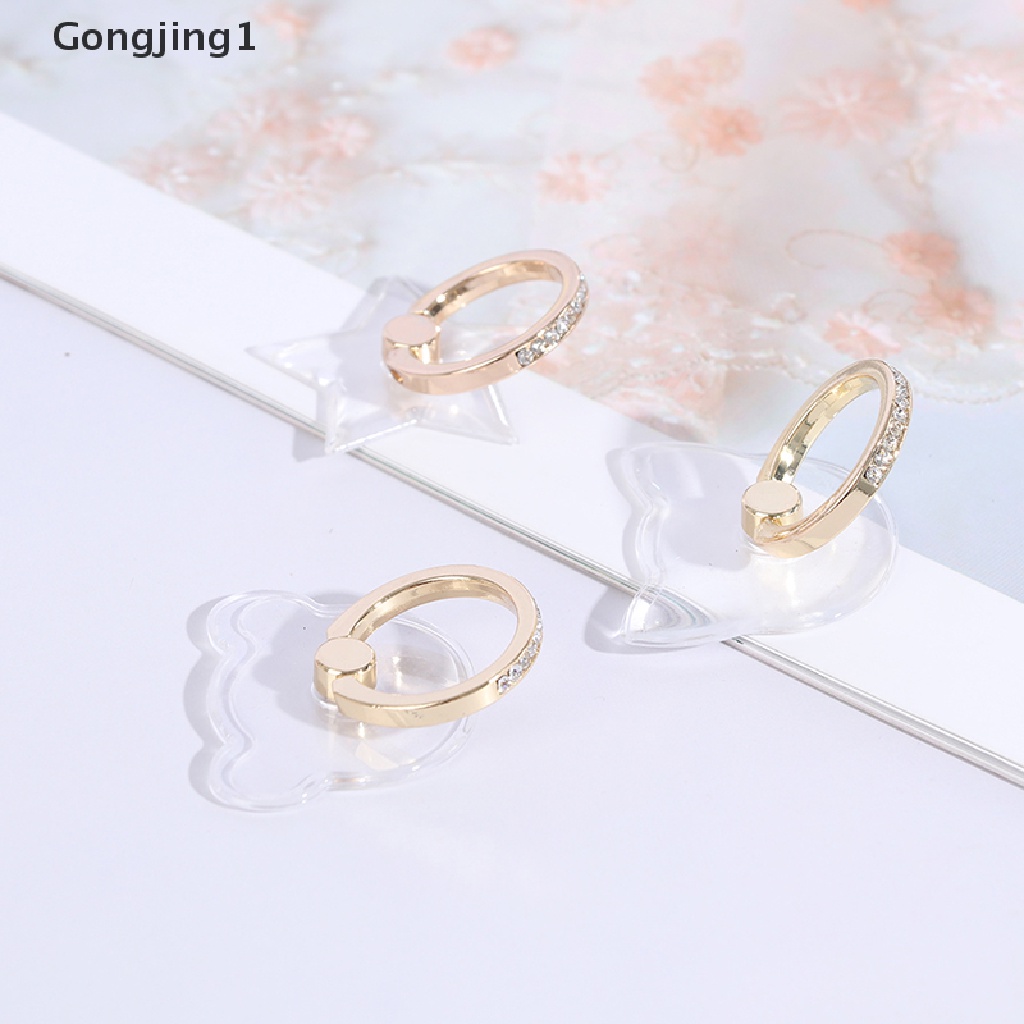 Gongjing1 2pcs / Set Cincin Dudukan Ponsel Universal Transparan