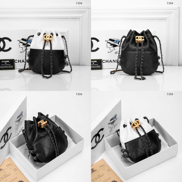 CHANEL ROUNDED BUCKET COMBINATION HARDWARE BAG WITH BOX 739*wl