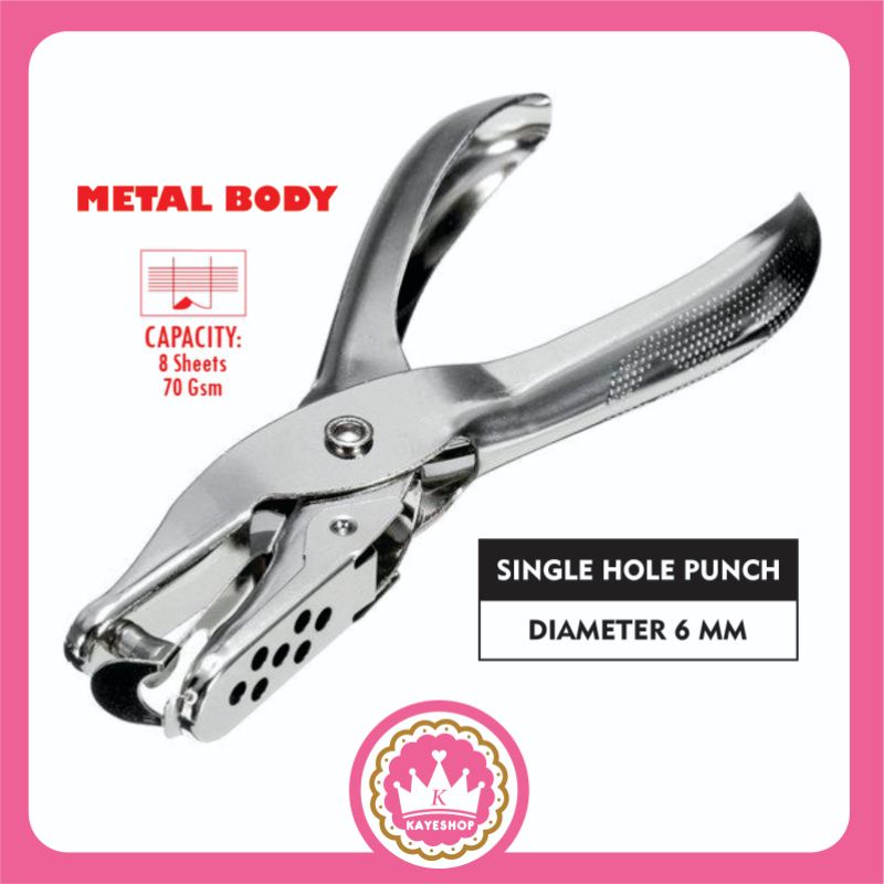 Alat Plong Pelubang Kertas Kartu Lubang 6 mm Perforator Satu One Single Hole Punch Hang Tag Binder P