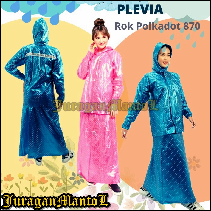 Juragan Mantol / Jas Hujan Plevia Jaket Rok Polkadot / Jas Hujan Pria / Jas Hujan Wanita / Jas Hujan