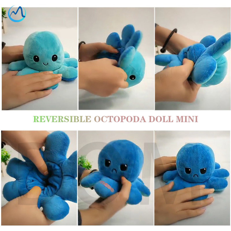 Boneka gurita octopus doll berubah bolak balik REVERSIBLE BIPOLAR TEETURTLE OCTOPUS TOY PLUSH TEETURTLE MOOD SWITCHER