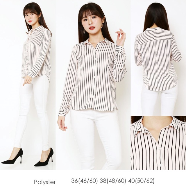H&M kemeja wanita - h&m stripe - h&m original